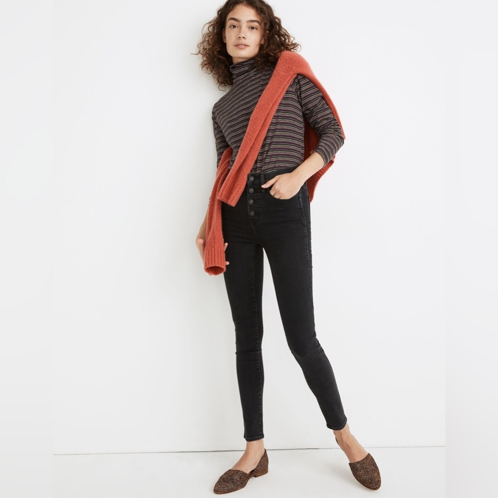 NWT Madewell 10” High-Rise Skinny Jeans Button Front Size 25